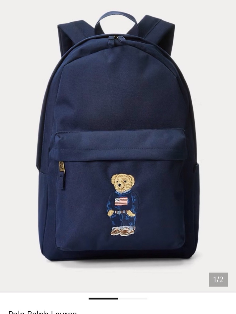 Polo by Ralph Lauren Navy Canvas Backpack with Embroidered Bear